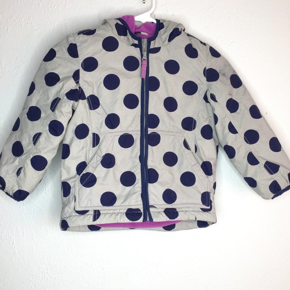 Mini Boden, girl's 4/5 yr gray/navy puffer jacket